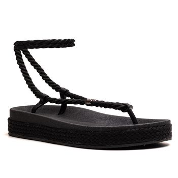 Papete Feminina Verão Amarração em Corda Preto Jas... - Sarah Machado Shoes