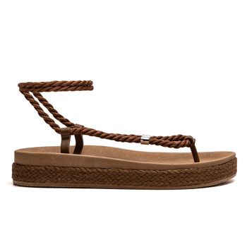 Papete Feminina Verão Amarração em Corda Caramelo ... - Sarah Machado Shoes