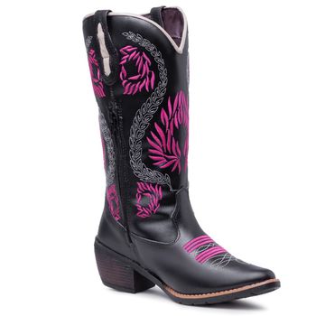 Bota Texana Feminina com borados Rosa Ana Flávia - Sarah Machado Shoes