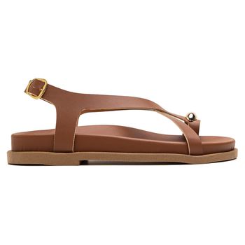 Papete Feminina Napa com Detalhe de Metal Caramelo... - Sarah Machado Shoes