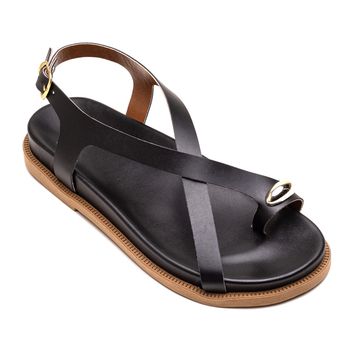 Papete Feminina Napa com Detalhe de Metal Preto Lu... - Sarah Machado Shoes
