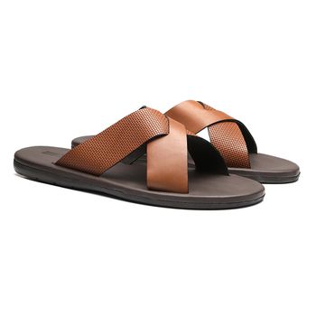 Chinelo Masculino Em Couro Tan - 0248 6222 VAQUILH... - SERGIO`S