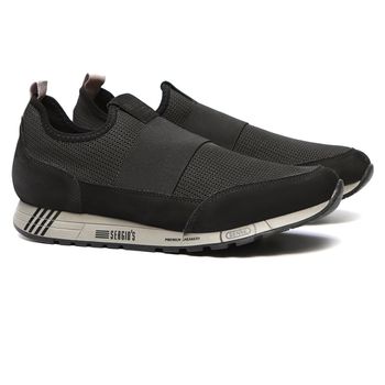 TÊNIS MASCULINO CASUAL EM COURO PRETO COM CONFORTO... - SERGIO`S
