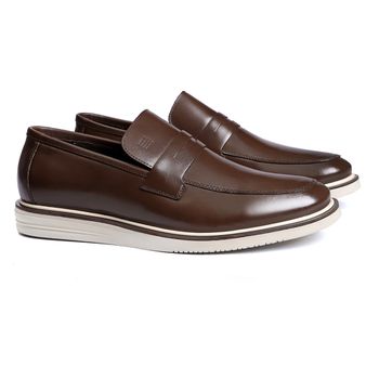 Sapato Loafer Masculino Social Em Couro Café - 003... - SERGIO`S