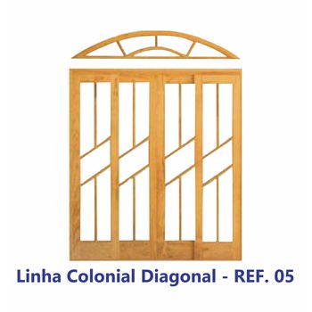 PORTA MADEIRA COLONIAL VIDRO DIAGONAL EM ANGELIM PEDRA MACIÇA 1,20X2,30MT REF.05