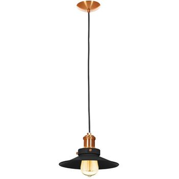 PENDENTE VINTAGE PRETO COM COBRE RETRÔ NORDIC 22CM E-LED