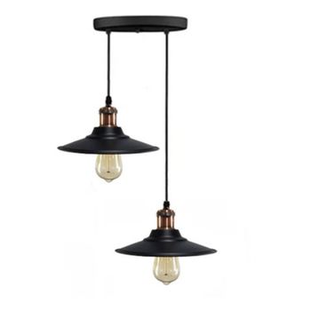 PENDENTE NORDIC DUPLO 22CM PRETO COM COBRE E-LED