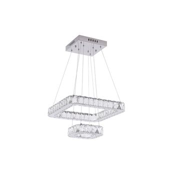 LUSTRE PENDENTE BRONZEARTE CRISTAL TOKYO LED QUADRADO 3K