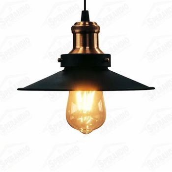 LUSTRE PENDENTE INDUSTRIAL 22CM VINTAGE RETRO NORDIC LOFT PRETO E-LED 