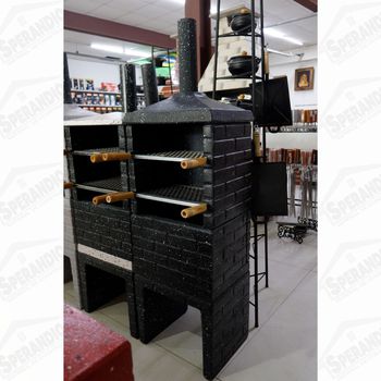 CHURRASQUEIRA TIJOLINHO COM CHAMINÉ - PRETA