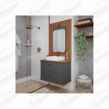 ARMÁRIO DE BANHEIRO MILANO 60CM C/CUBA SEM ESPELHEIRA MGM - TITÂNIO FREIJÓ 