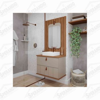 ARMÁRIO DE BANHEIRO MILANO 60CM C/CUBA SEM ESPELHEIRA MGM - CAPPUCINO FREIJÓ 