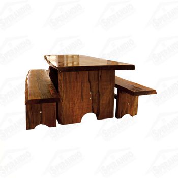 MESA BRANQUILO COM BANCOS 06CM 2,0 MT