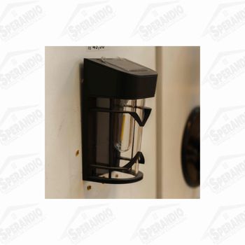 ARANDELA LED SOLAR 3000K PRETO ABS IP44 M1 - LUCLAIR