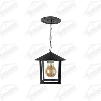 PENDENTE COLONIAL NINA QUAD.VD LISO 1XE27 PRETO - BLUMENAU
