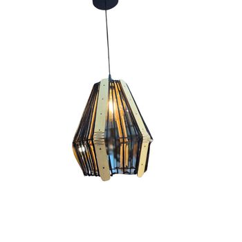 PENDENTE SPAZIO MADEIRA C/CORDA NAUTICA PRETO