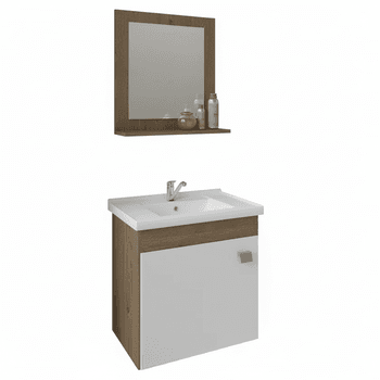 ARMARIO BANH.IRIS 44CM C/ESPELHEIRA CINAMOMO/BRANCO