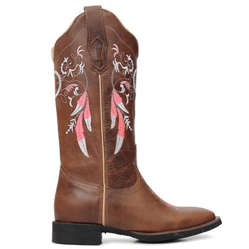Bota Texana Feminina Bulls Horse 53092 Fóssil Castanho - Store Country