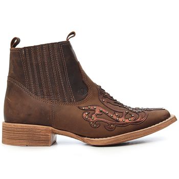 Botina Feminina Texana Country Vimar Boots Couro Legitimo Castanho - Store Country