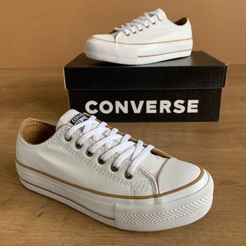 Tênis All Star PLATAFORMA Branco/dourado Courino -... - TCHUCO STORE - GRANDES MARCAS