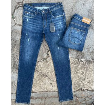 Calça Jeans Premium Lavagem com Desfiado Armani Bo... - TCHUCO STORE - GRANDES MARCAS