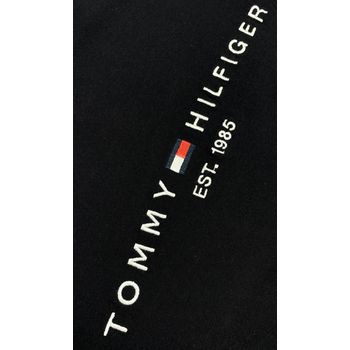 Camiseta Tommy Malha Tanguis Preta Com Escrito Bor... - TCHUCO STORE - GRANDES MARCAS