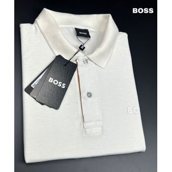 Camiseta Gola Polo Hugo Boss Creme Com Detalhe Lat... - TCHUCO STORE - GRANDES MARCAS