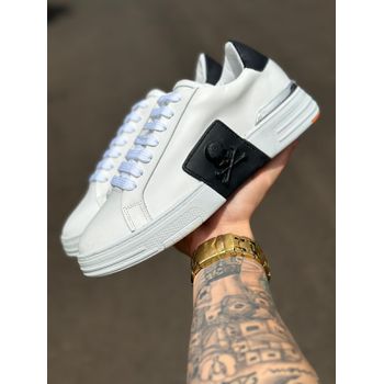 TENIS PHILIPP PLEIN BRANCO DETALHE CAVEIRA PRETA ... - TCHUCO STORE - GRANDES MARCAS