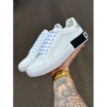 TENIS DOLCE GABBANA PORTOFINO BRANCO COSTURA VERME... - TCHUCO STORE - GRANDES MARCAS