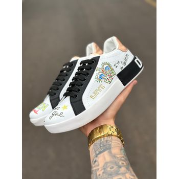 TENIS DOLCE GABBANA PORTOFINO ESTAMPADO PEDRARIA Q... - TCHUCO STORE - GRANDES MARCAS