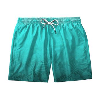 SHORT PRAIA FOLHAGENS AZUL TURQUESA - SH1307 - TCHUCO STORE - GRANDES MARCAS