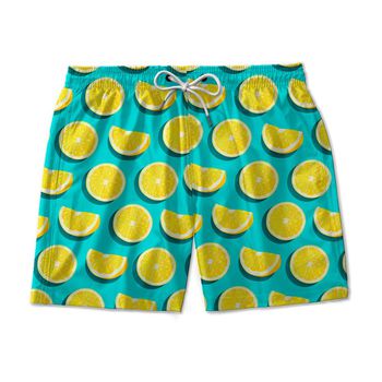 SHORT PRAIA LIMOES AMARELO/AZUL - SH0982 - TCHUCO STORE - GRANDES MARCAS