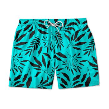 SHORT PRAIA FOLHAGEM AZUL COM PRETO - SH0957 - TCHUCO STORE - GRANDES MARCAS