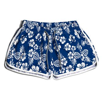 SHORT PRAIA FEMININO FLORAL AZUL E BRANCO - FM0911 - TCHUCO STORE - GRANDES MARCAS