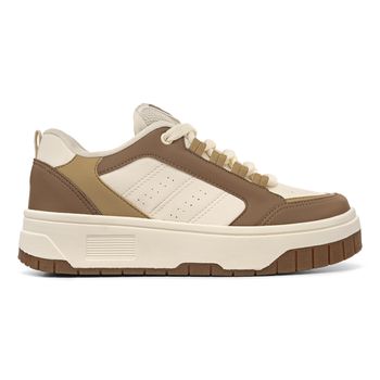 Tênis Casual Street Tag Champanhe e Caramelo - Tênis Logus