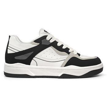 Tênis Casual Street Court Branco e Preto - TENISLOG