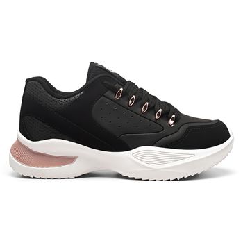 Tênis Casual Flamê Preto e Rosê - TENISLOG