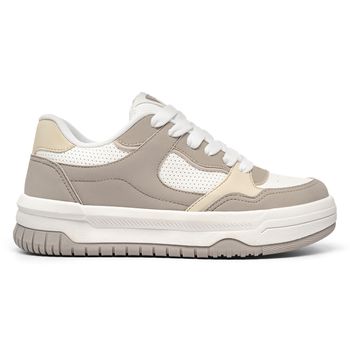 Tênis Casual Elevate Branco Taupe Colors - TENISLOG