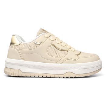 Tênis Casual Elevate Champanhe e Dourado - TENISLOG