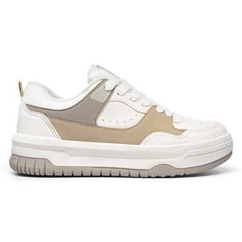Tênis Casual Street Classic Branco Taupe e Bege - TENISLOG