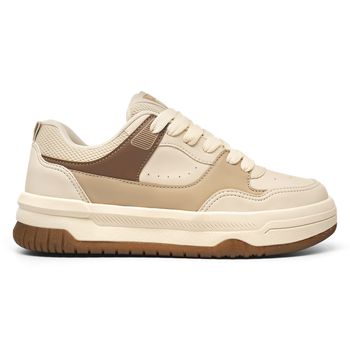 Tênis Casual Street Classic Champanhe e Caramelo - TENISLOG