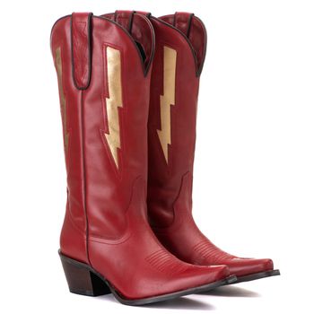 Bota Feminina Texana Tucson - Couro Vermelho - Sol... - Tucson Boots