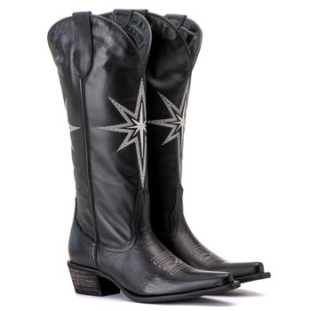 Bota Feminina Texana Tucson - Couro Preto - Solado... - Tucson Boots