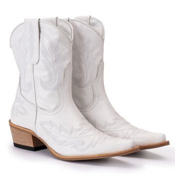 Bota Feminina Texana Tucson - Couro Branco - Solad... - Tucson Boots