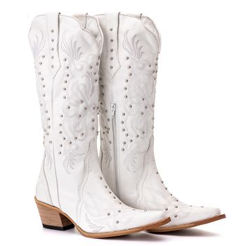 Bota Feminina Texana Tucson - Couro Branco - Solad... - Tucson Boots