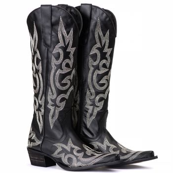 Bota Feminina Texana - Couro Napa Preto - Solado P... - Tucson Boots