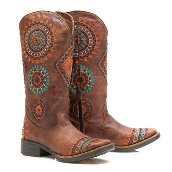 Bota Feminina Texana Tucson - Couro Rock Oil Camel... - Tucson Boots
