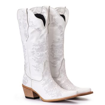 Bota Feminina Texana Tucson - Couro Napa Branca - ... - Tucson Boots
