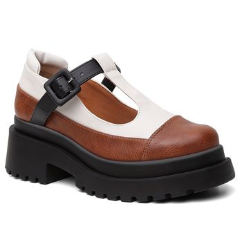 Mocassim Violanta Zara Off White e Caramelo - Violanta Calçados Femininos