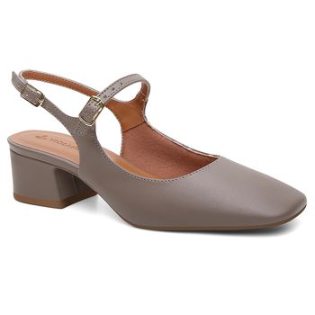 Mocassim salto bloco Celeste Cinza - Violanta Calçados Femininos